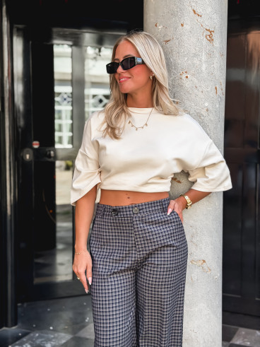 Pantalon à carreaux Maliory - Bleu marine