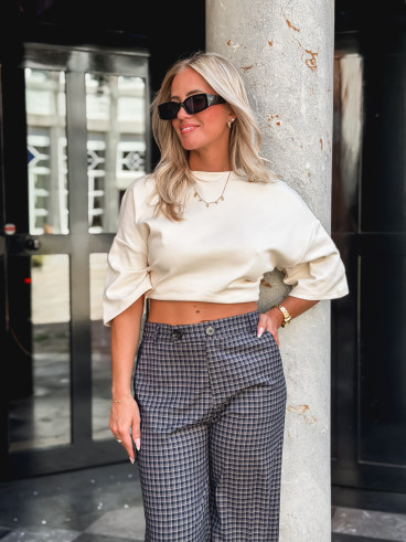 Pantalon à carreaux Maliory - Bleu marine