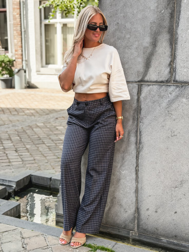 Pantalon à carreaux Maliory - Bleu marine