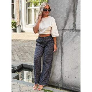 Pantalon à carreaux Maliory - Bleu marine