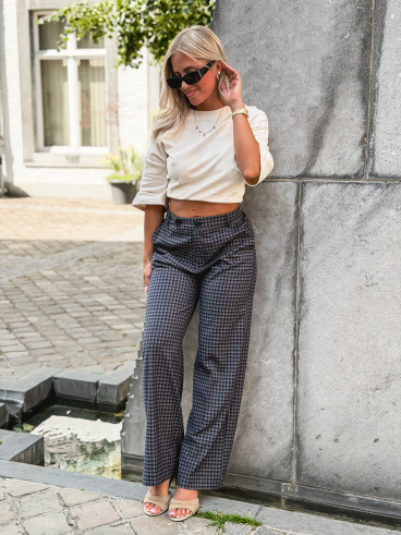 Pantalon à carreaux Maliory - Bleu marine