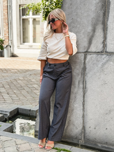Pantalon à carreaux Maliory - Bleu marine