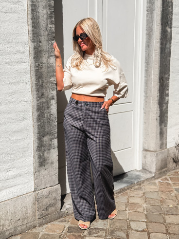 Pantalon à carreaux Maliory - Bleu marine