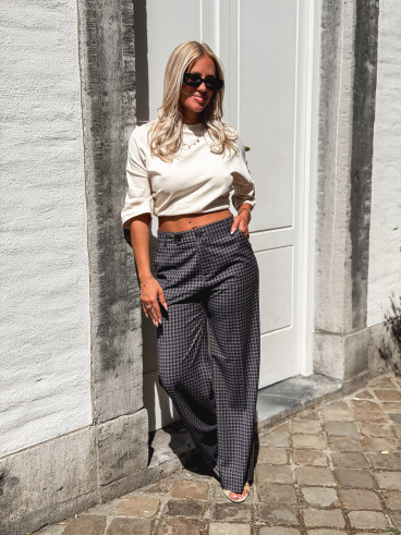 Pantalon à carreaux Maliory - Bleu marine