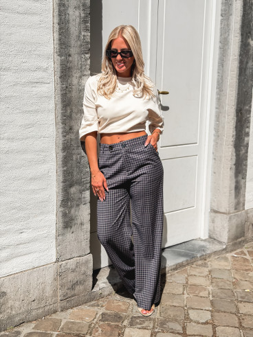 Pantalon à carreaux Maliory - Bleu marine