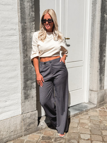 Pantalon à carreaux Maliory - Bleu marine