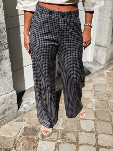 Pantalon à carreaux Maliory - Bleu marine