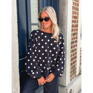 Pull à pois Vitalie - Bleu marine
