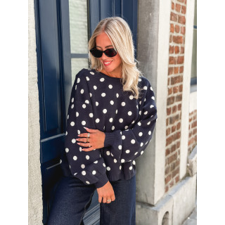 Pull à pois Vitalie - Bleu marine