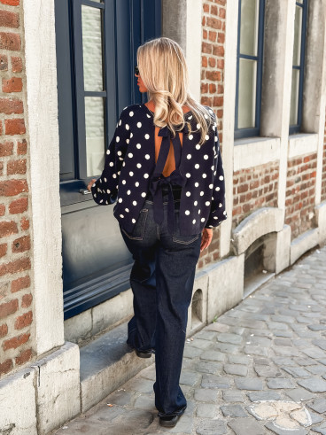 Pull à pois Vitalie - Bleu marine