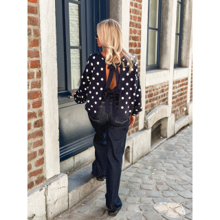 Pull à pois Vitalie - Bleu marine