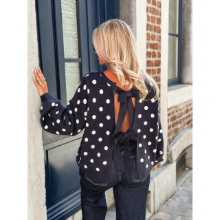 Pull à pois Vitalie - Bleu marine