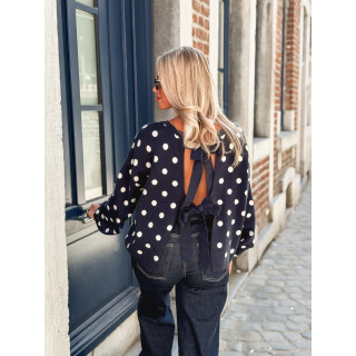 Pull à pois Vitalie - Bleu marine