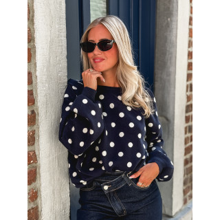 Pull à pois Vitalie - Bleu marine