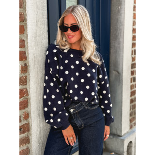 Pull à pois Vitalie - Bleu marine