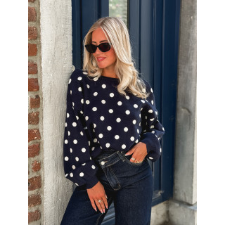 Pull à pois Vitalie - Bleu marine