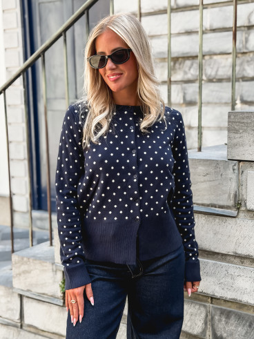 Gilet à pois Himeline - Bleu marine