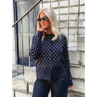 Gilet à pois Himeline - Bleu marine