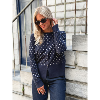 Gilet à pois Himeline - Bleu marine