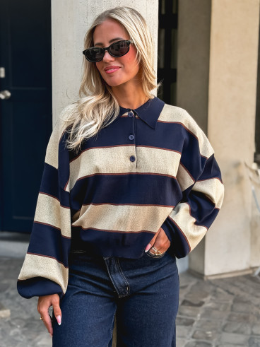 Pull Noéa - Doré/Bleu marine Pull Noéa - Doré/Bleu marine