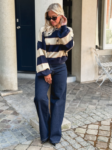 Pull Noéa - Doré/Bleu marine Pull Noéa - Doré/Bleu marine