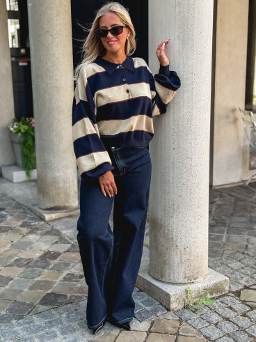 Pull Noéa - Doré/Bleu marine Pull Noéa - Doré/Bleu marine