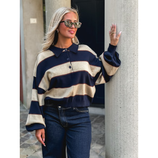 Pull Noéa - Doré/Bleu marine