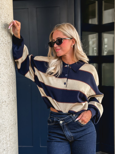 Pull Noéa - Doré/Bleu marine Pull Noéa - Doré/Bleu marine