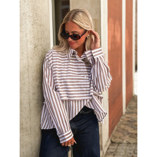 Chemise lignée Vasthie - Ecru/Taupe
