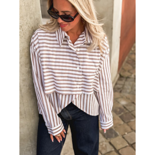 Chemise lignée Vasthie - Ecru/Taupe