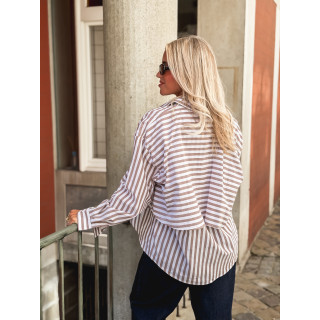 Chemise lignée Vasthie - Ecru/Taupe
