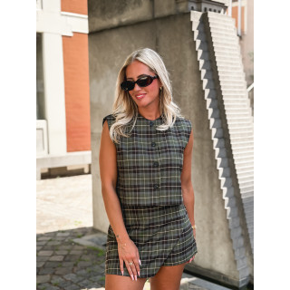 Jupe short à carreaux Ombeline - Vert