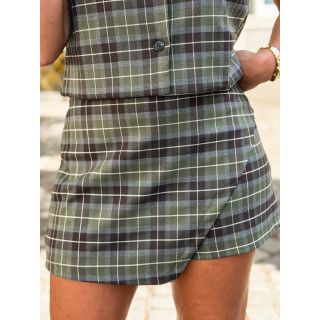 Jupe short à carreaux Ombeline - Vert