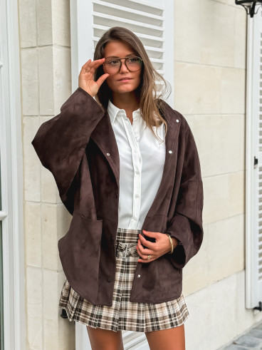 Veste en suédine Amalie - Chocolat
