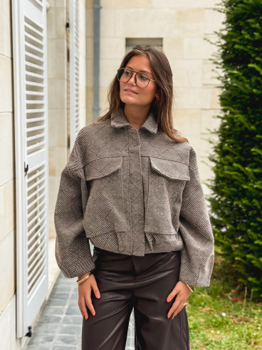 Veste à carreaux Vivienne - Taupe
