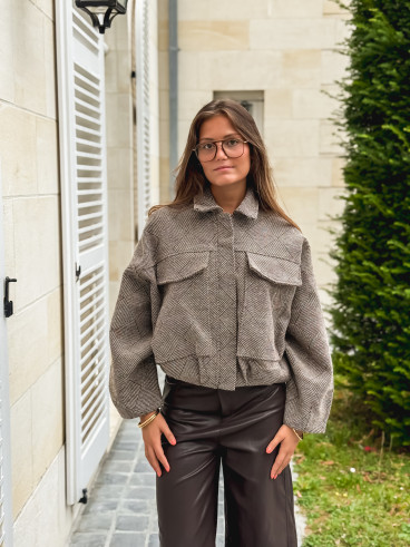 Veste à carreaux Vivienne - Taupe