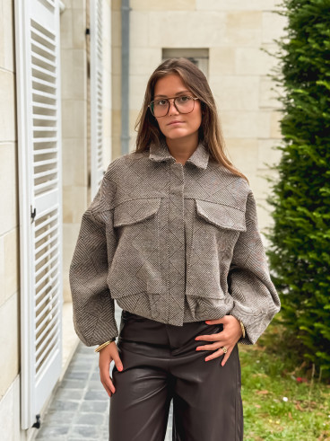 Veste à carreaux Vivienne - Taupe