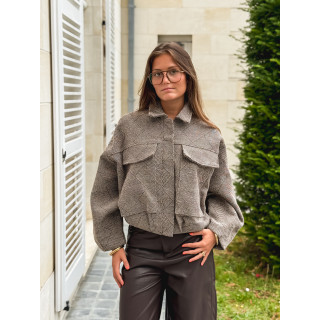 Veste à carreaux Vivienne - Taupe