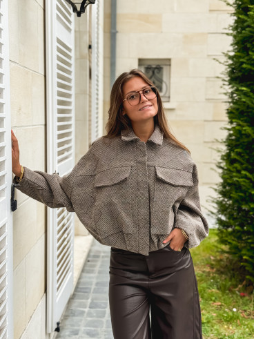 Veste à carreaux Vivienne - Taupe