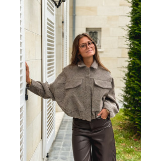 Veste à carreaux Vivienne - Taupe