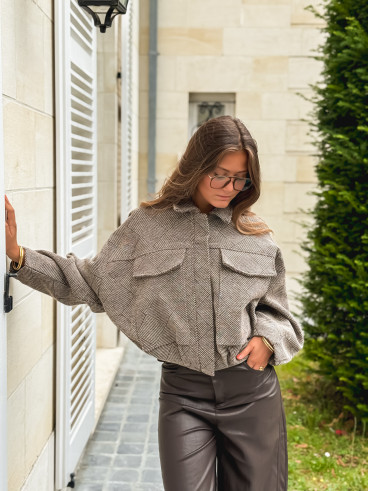 Veste à carreaux Vivienne - Taupe