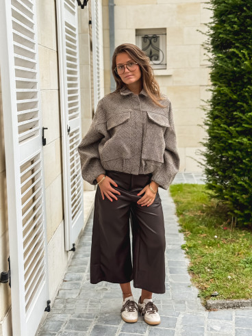 Veste à carreaux Vivienne - Taupe