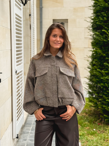 Veste à carreaux Vivienne - Taupe
