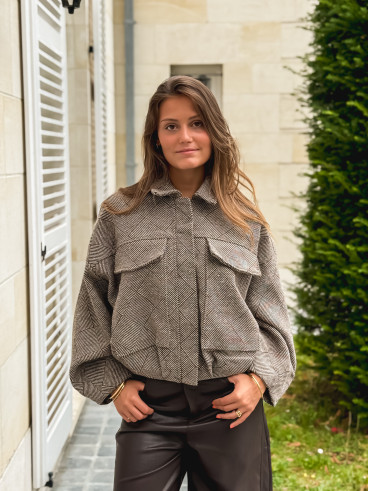 Veste à carreaux Vivienne - Taupe