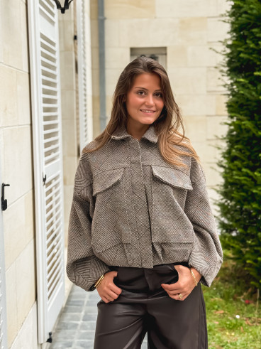 Veste à carreaux Vivienne - Taupe