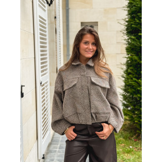 Veste à carreaux Vivienne - Taupe