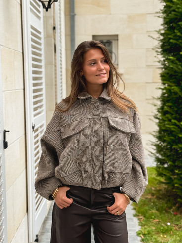 Veste à carreaux Vivienne - Taupe