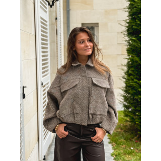 Veste à carreaux Vivienne - Taupe
