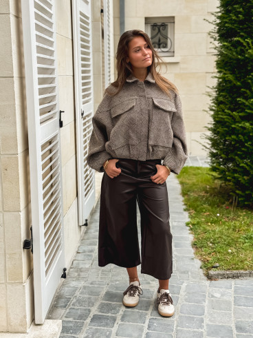 Veste à carreaux Vivienne - Taupe