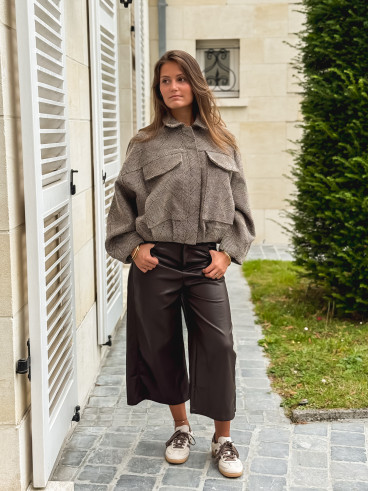 Veste à carreaux Vivienne - Taupe